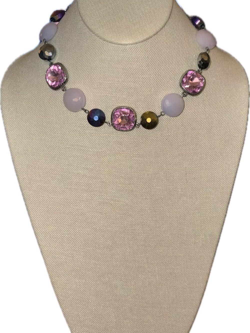 Light Purple & Gunmetal Crystal Statement Necklace